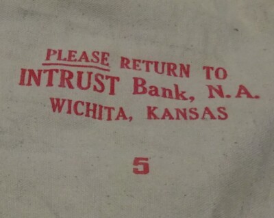 ** Vintage - INTRUST BANK N.A. - Canvas BANK MONEY Deposit BAG - Used but decent
