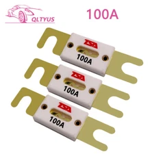 3PC 100A Gold-plated Brass ANL Ceramic Fuse Plug Bolt Type Fuse for car Audio