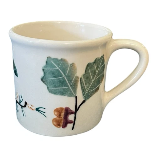 Hartstone Pottery Oak Leaf and Pear Mug, Berries & Leaves, Ohio USA 1982