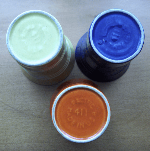 Pacific Pottery Hostess Ware set of 3 ring tumblers~vintage~1930s~California - Picture 2 of 2
