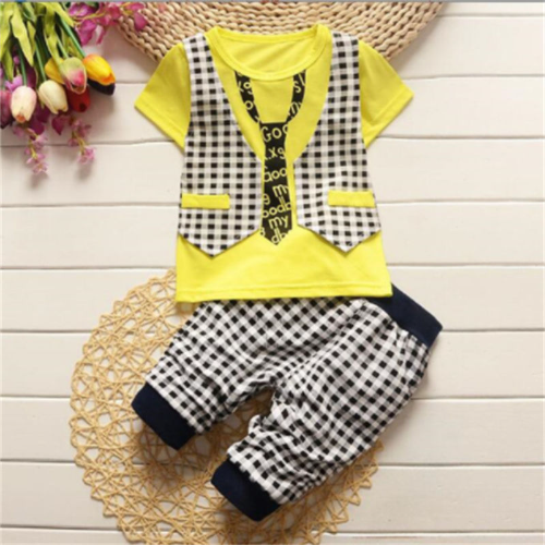 Ropa Verano Niños Ropa Conjuntos Moda Corbata Camisetas + Rayas Corto 2 piezas Traje - Imagen 10 de 39