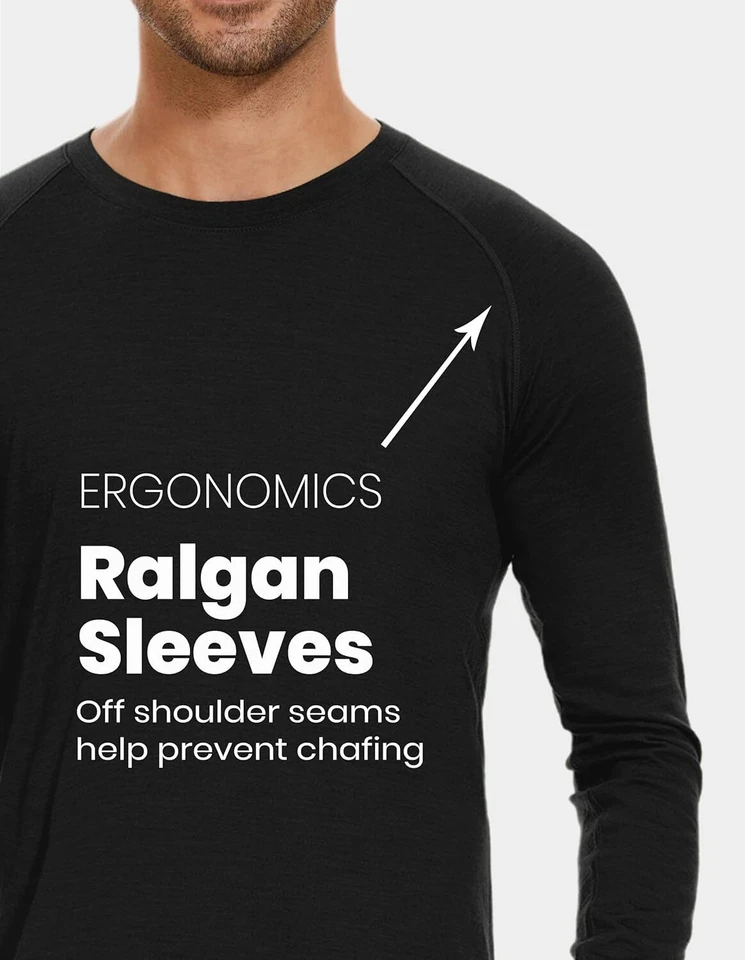 Para hombres 100% Lana Merino Capa Base Top Esquí Invierno Ropa Interior Térmica Camisas Foto 4 de 4