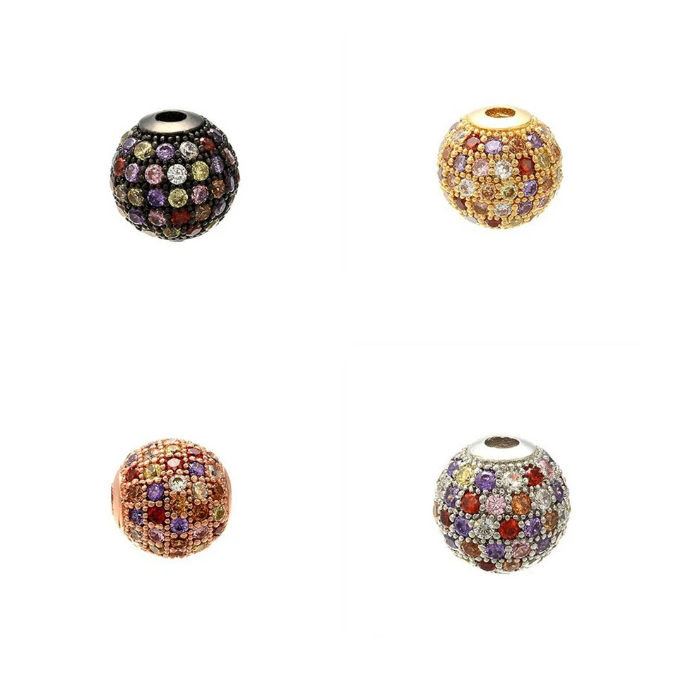 3pcs Brass Assorted Crystal Ball Spacer Beads Necklace Bracelet DIY Accessories - Image 3 of 4