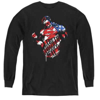 SUPERMAN THE AMERICAN WAY Licensed Men's Long Sleeve Graphic Tee Shirt SM-3XL 