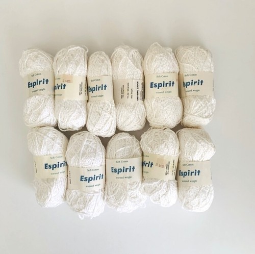 White Soft Cotton Espirit Yarn 11 Skeins Knit Crochet Yarn 98% Cotton Worsted