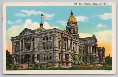 State Capitol in Cheyenne Wyoming c1940s Postcard