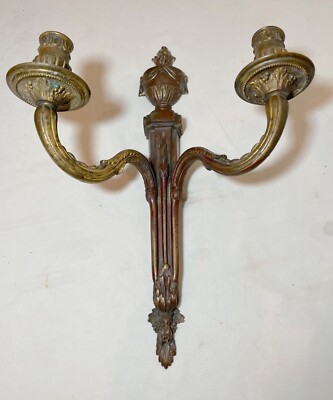 antique 1800's Neoclassical ornate bronze wall candle holder