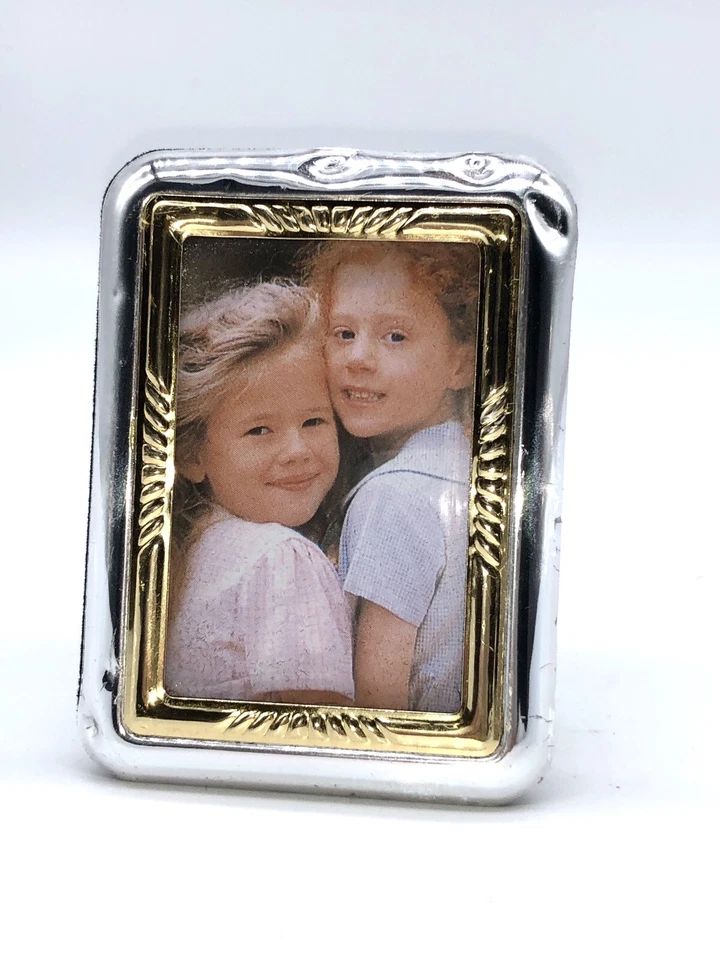 Vintage 2”X 3” Silver And Gold Picture Photo Frame Small Trinket Paper Weight - Image 2 of 4