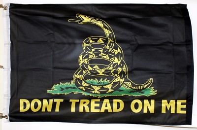 Gadsden 2'x3' ''Don't Tread on Me'' Black Flag w/ Brass Grommets