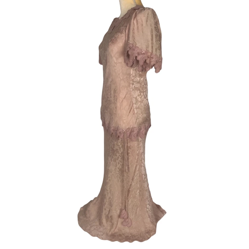 Vestido Vintage Digna Yero Mujer Talla 6 Estilo 6545 Años 20 30 Largo Completo Color Rosa Foto 4 de 4