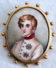 Goldbrosche mit feiner Portraitmalerei NAPOLEON II., Herzog von Reichstadt