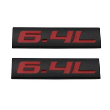 2x Black Red 6.4L Emblem 6.4 Logo Car Side Badge Metal Sticker Sport Turbo