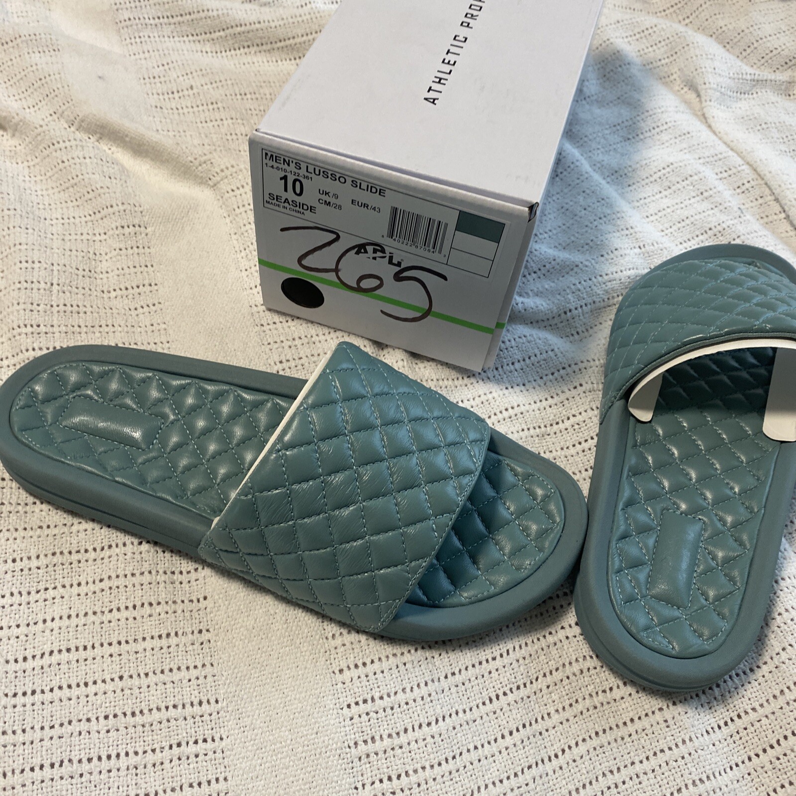 APL Uomo Lusso Slide Sandalo Trapuntato PROPULSIONE ATLETICA LABORATORI Verde Mare 10