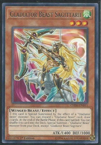 3x Yugioh 1st Ed CHIM-EN011 Gladiator Beast Sagittarii Rare NM - Picture 1 of 1