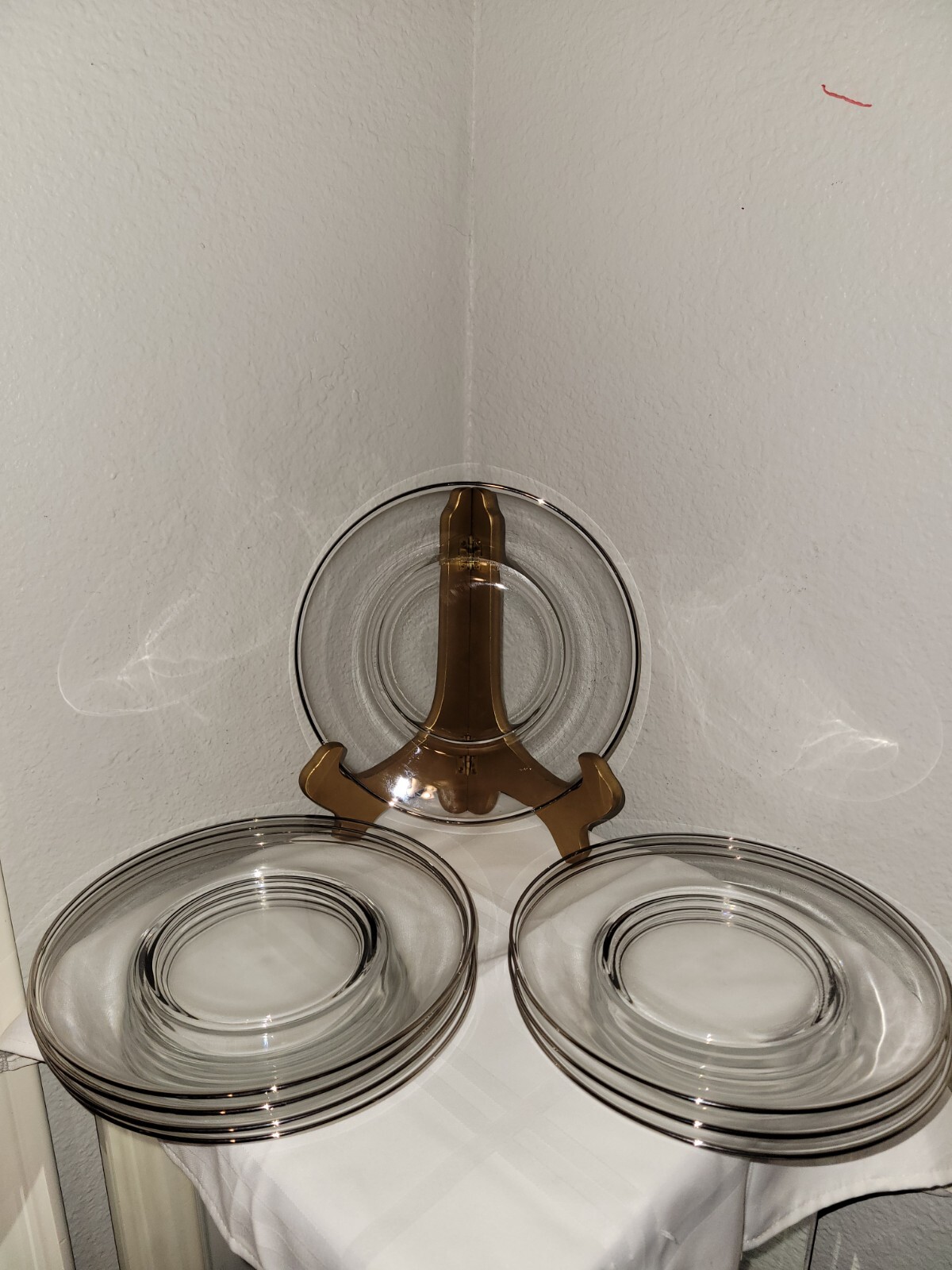 Vintage Clear Glass Silvee Rim Salad Plates 8½