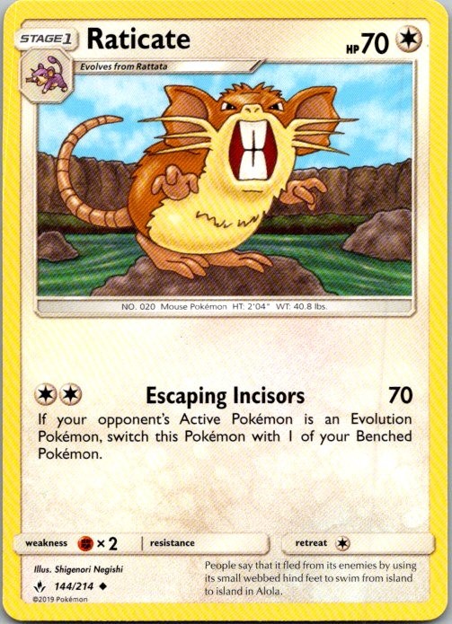 Raticate SM - Unbroken Bonds 144/214 NM
