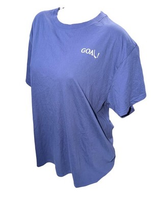 Victoria's Secret Pink Campus Short Sleeve Tee Blue Oversized Hockey Graphic NWT