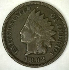 1892 Indian Head Cent Bronze VF 1c US Coin Circulated Very Fine
