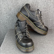 Vintage Y2K Dr. Martens Black Leather Derby Chunky Platform Shoes Size 8