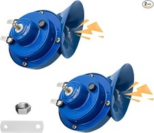 2PCS 300DB Super Loud Train Horns, 12V Waterproof Air Electric Snail Horn Blue