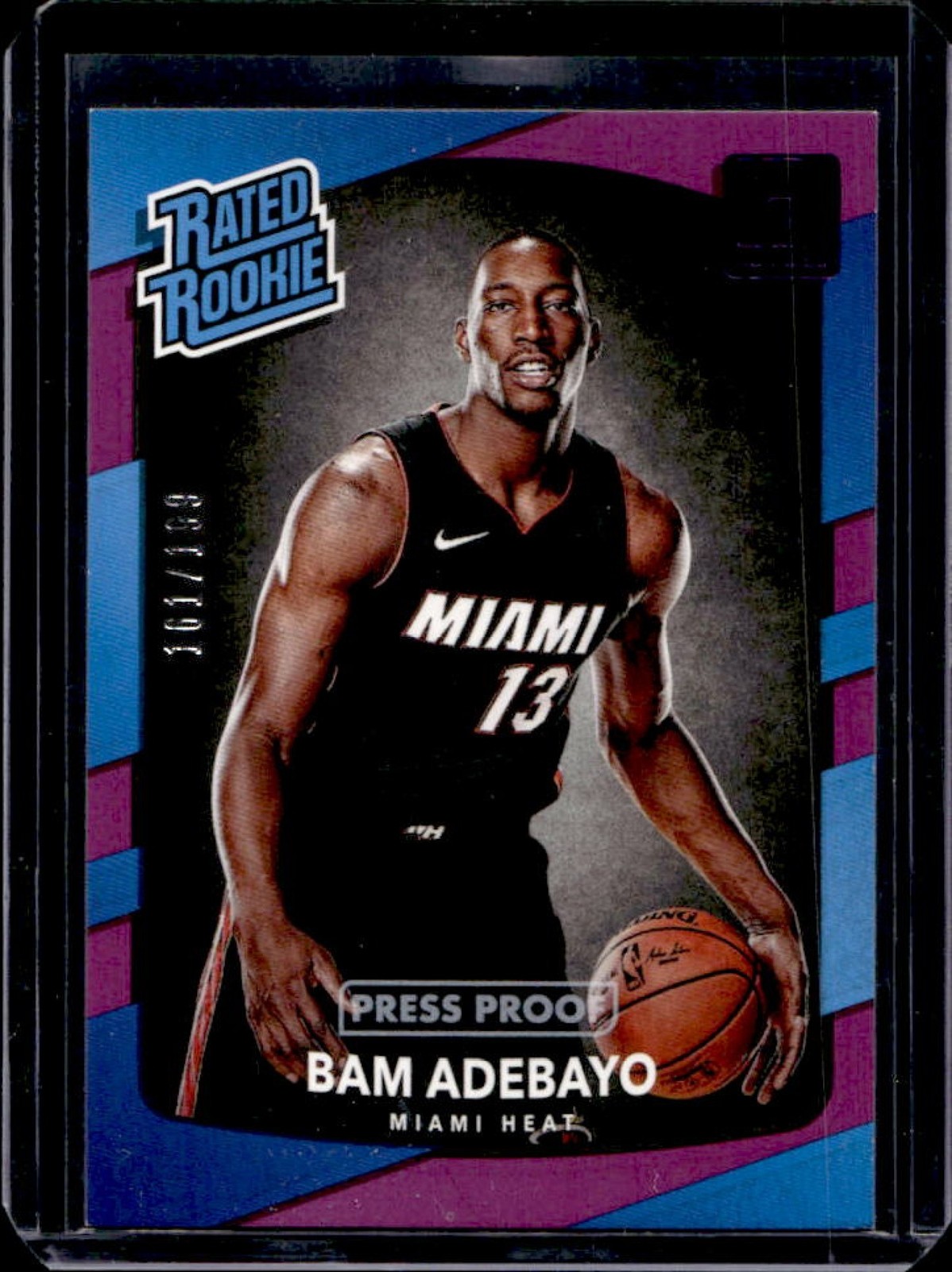 2017-18 Panini Donruss Bam Adebayo Press Proof Purple Rookie RC #/199 Heat