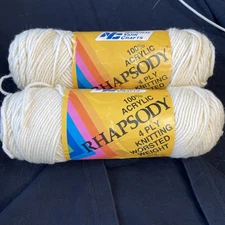 National Crafts Rhapsody 100% Acrylic Knitting Yarn 4 Ply Worsted Lot of 2 NOS