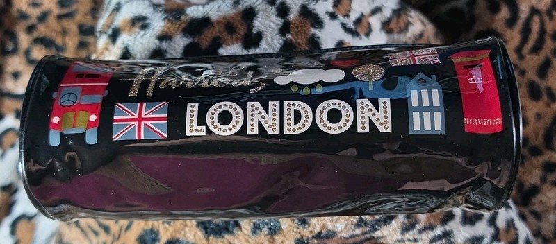 Harrods Of London - Black Pencil Case - Lush  Blingy Gold - New Without Tags