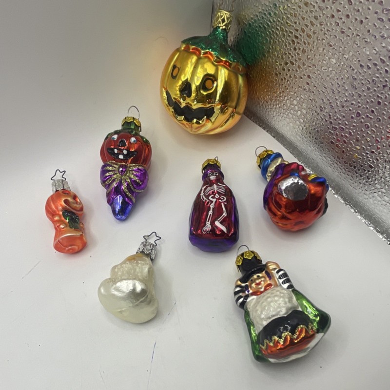 VTG Handblown Christmas Ornaments. Glass Halloween Ornament Set of 7