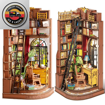 Rolife Silent Corner Study Book Nook 3D Holzpuzzle Bücherstütze Regal Dekoration