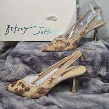 NWB Betsey Johnson NIKKI Blush Mesh Embroidered Sequin Slingback Heels 8.5