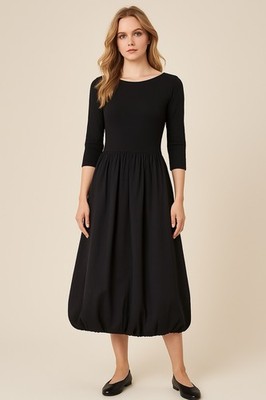 Mint Velvet Black Bubble Hem Jersey Maxi Dress Women s Size M NWT Quiet Luxury