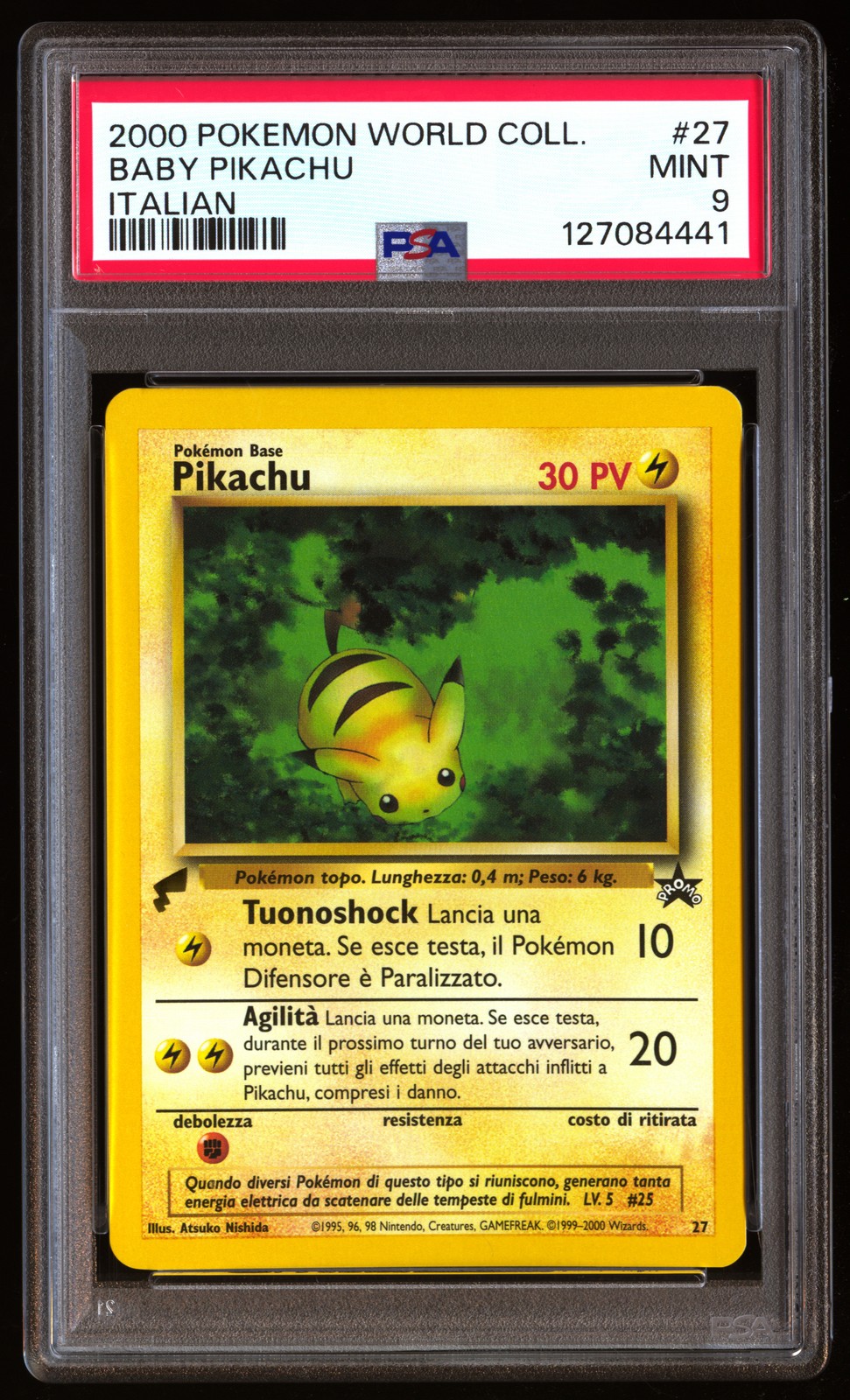 PSA 9 Baby Pikachu 27 Italian Pikachu World Collection Pokemon