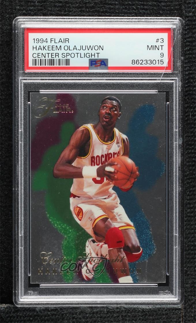 1994-95 Flair Center Spotlight Hakeem Olajuwon #3 PSA 9 MINT HOF 07qw