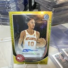 Topps 2025-26 Bowman Chrome Zaccharie Risacher Hawks Auto Gold /75 BCA-ZR