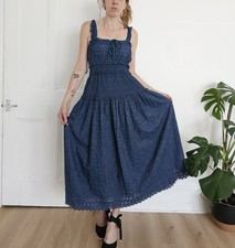 Gap X DOEN Eyelet Denim Maxi Midi Dress Size Small 8 10