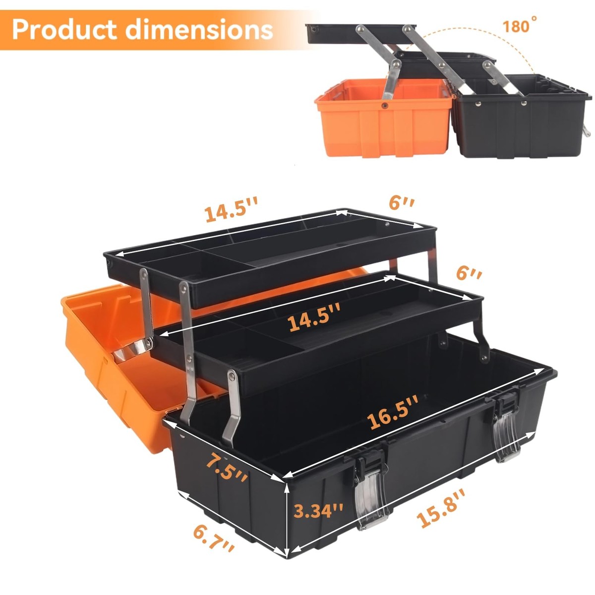 16.5-Inch Tool Box Organizer 3-Layer 16.5 inches, orange，black | eBay