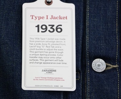 Levi's Vintage Clothing 1936 Type 1 Jacket Selvedge Denim Japan