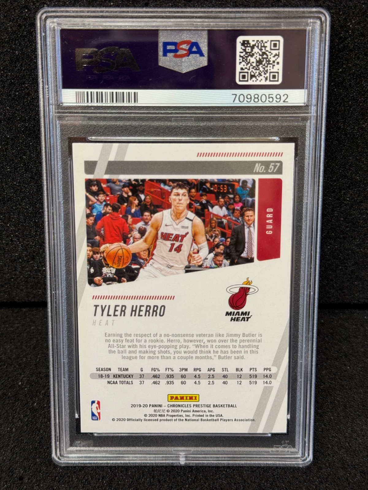 2019 Chronicles Prestige Tyler Herro Rookie PSA 10  view 2