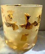 Vtg Martha Sturdy Gold Leaf Resin Ice Bucket Hollywood Regency Canadian 1970s
