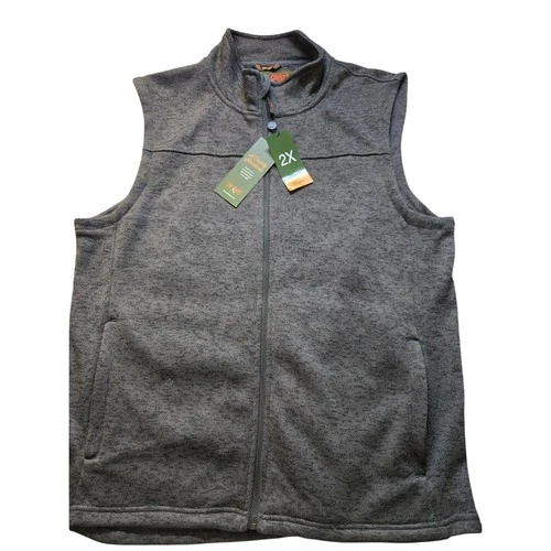 TRAILCREST Mens Vest Full Zip Fleece 2XL Heathered Gray Outdoor Casual - product listing photo
