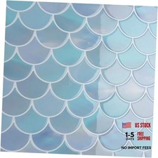 16 Sheets Blue Fish Scale Tiles Peel and Stick Backsplash 12"x12" 16-Sheets