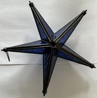 Vintage Tiffany Style Cobalt Blue Decorated Glass Large Star