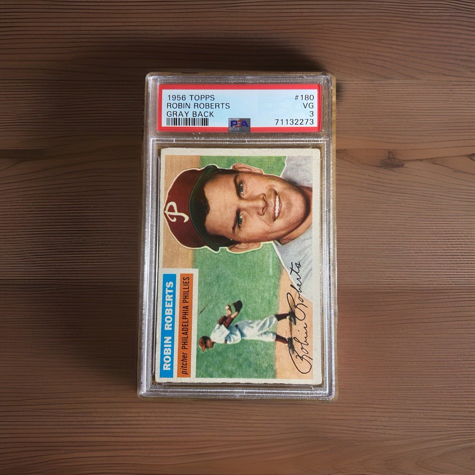 1956 Topps #180 Robin Roberts Gray Back PSA 3 VG