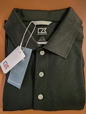 Mens Cutter & Buck CB Dry Tec Cotton+ Long Sleeve Polo