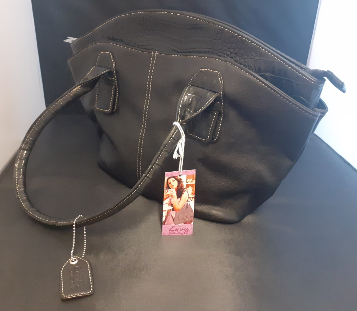 Envy Tote Bag Black Faux Leather UK