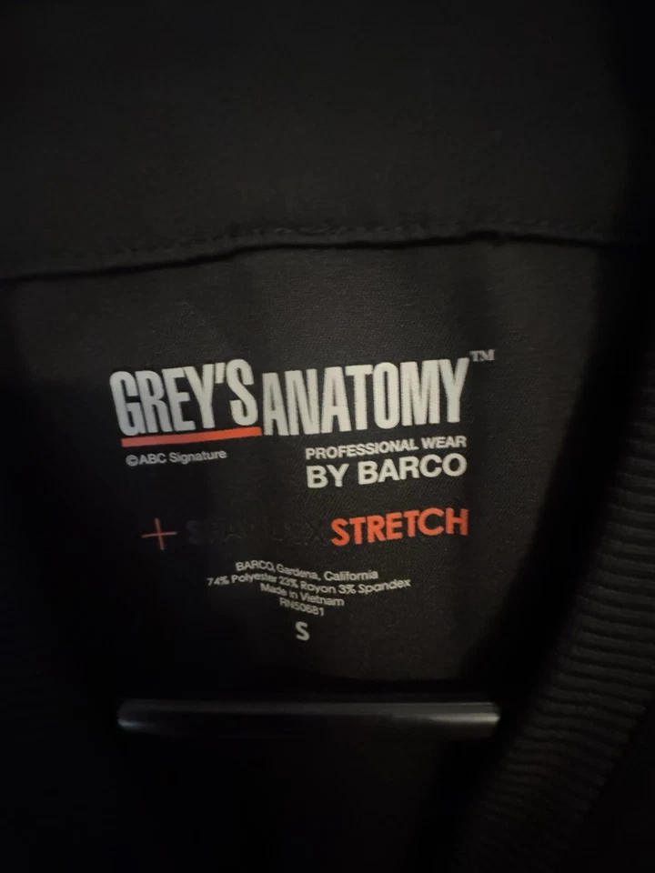 Grey's Anatomy Size S SCRUB JACKET  Impact  full asymmetrical zip BLACK A25 - Image 2 of 2