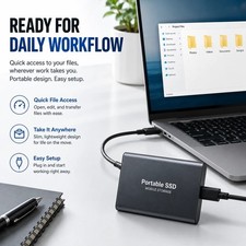 Portable External SSD USB 3.0 Type C Hard Drive for Laptop PC Mac