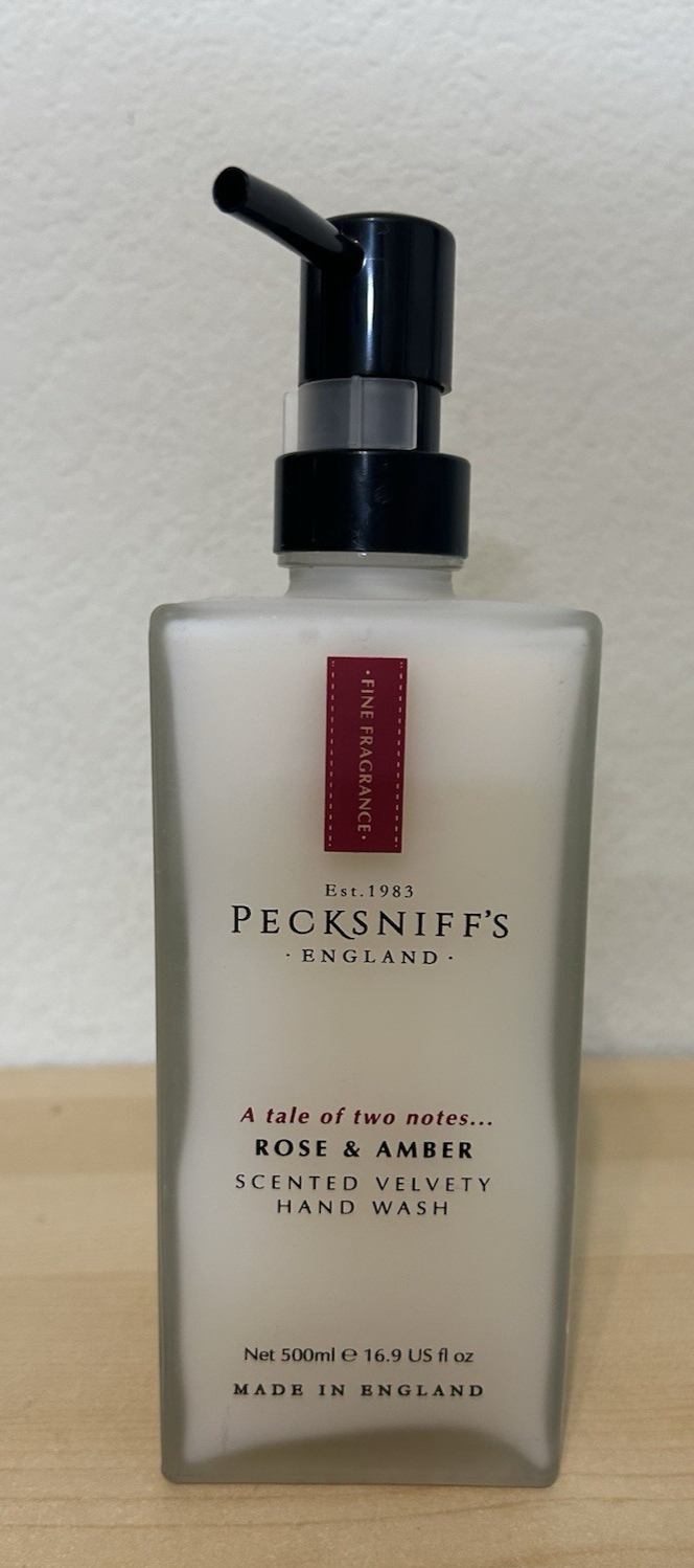 Pecksniff Rose & Amber Velvety Hand Wash in Elegant Glass Bottle 16.9 oz