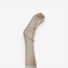 Women s Sheer Beige Polka Dot Mid-Calf Socks One Size 1 Pair