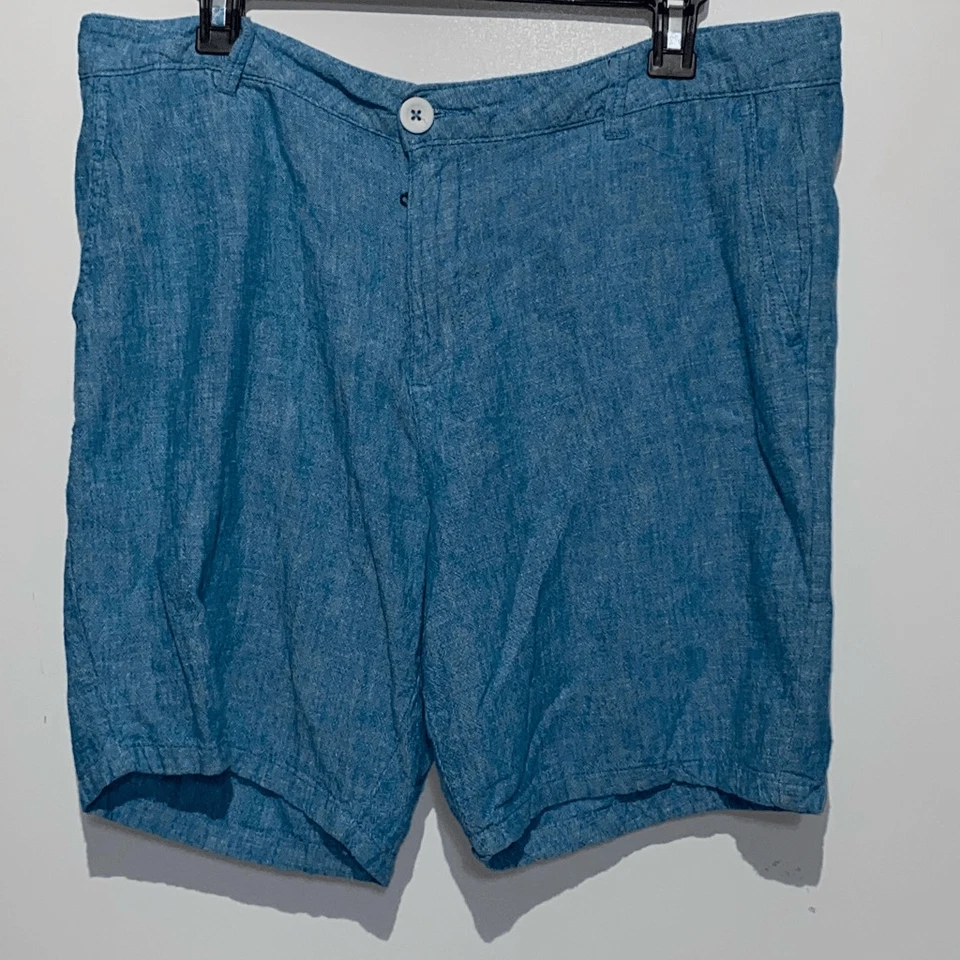 Pantalones Cortos Informales Saks Fifth Avenue Para Hombre Azul Mezcla de Lino Frente Plano Talla 34 Foto 3 de 4